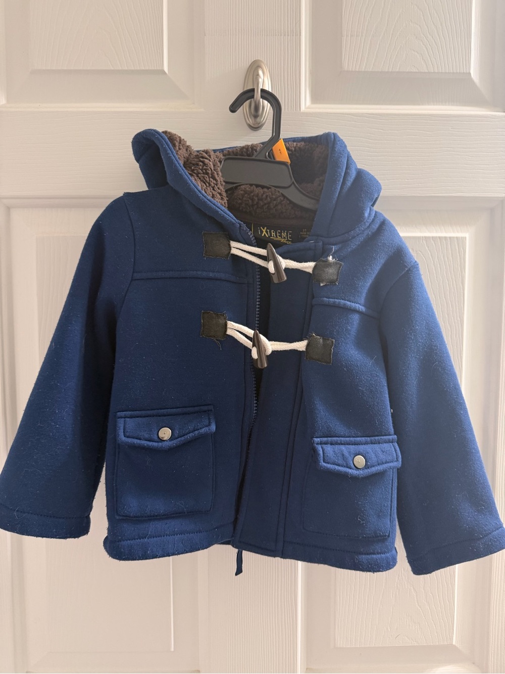 Kids Navy Hooded Toggle Jacket